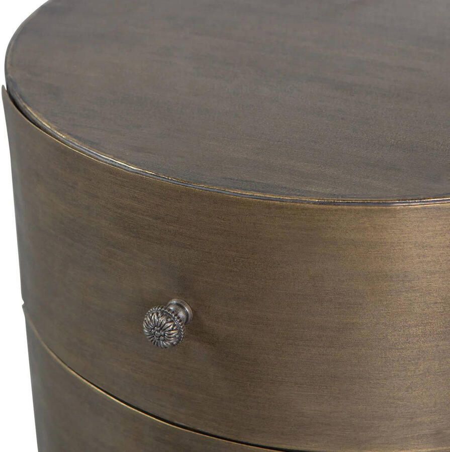 BePureHome | Glossy rond kastje metaal antique brass | Woonkamer meubels | Ladekast - Foto 11