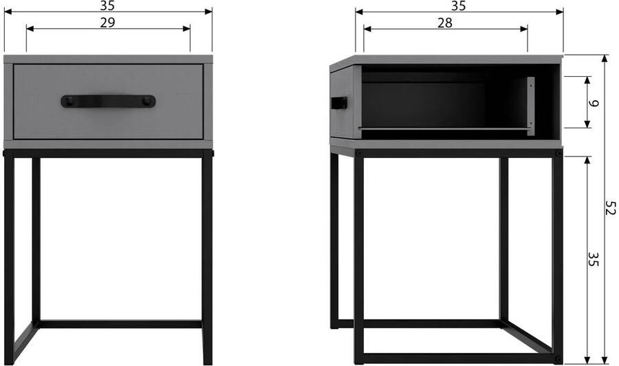 WOOOD | Morris Nachtkast Grenen Leem | Slaapkamerkasten | Nachtkastje - Foto 4