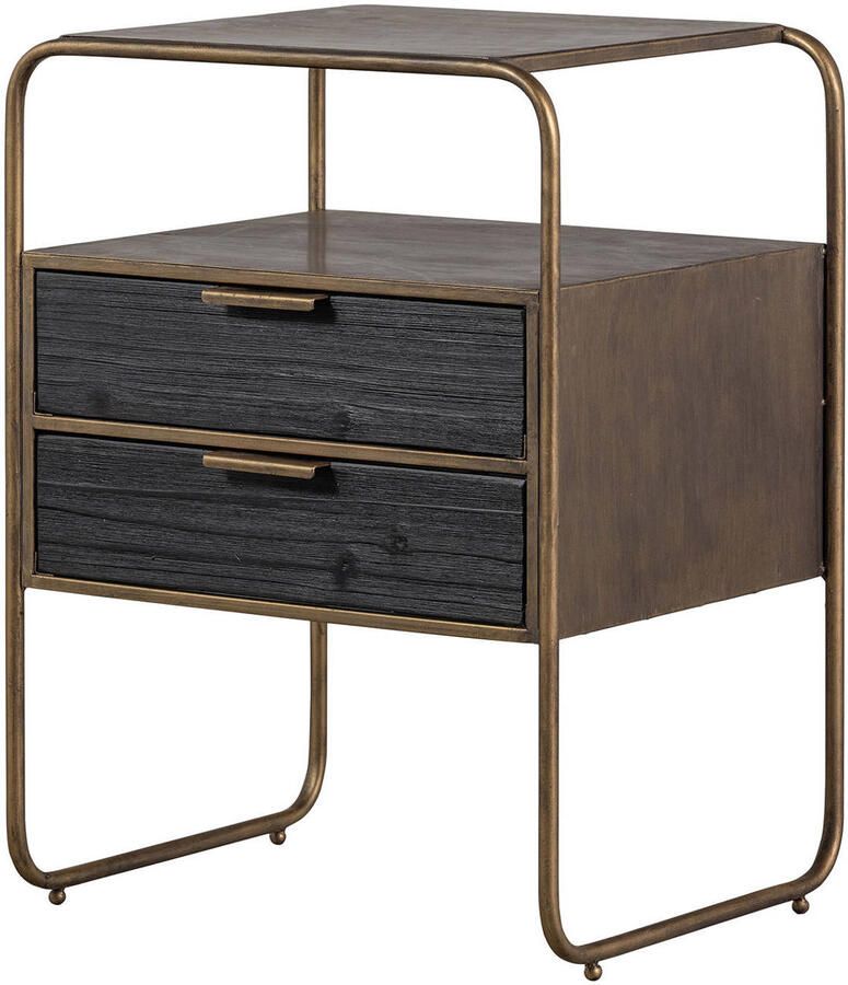 BePureHome | Polite Nachtkastje Metaal hout Antique Brass | Slaapkamerkasten | Nachtkastje - Foto 4