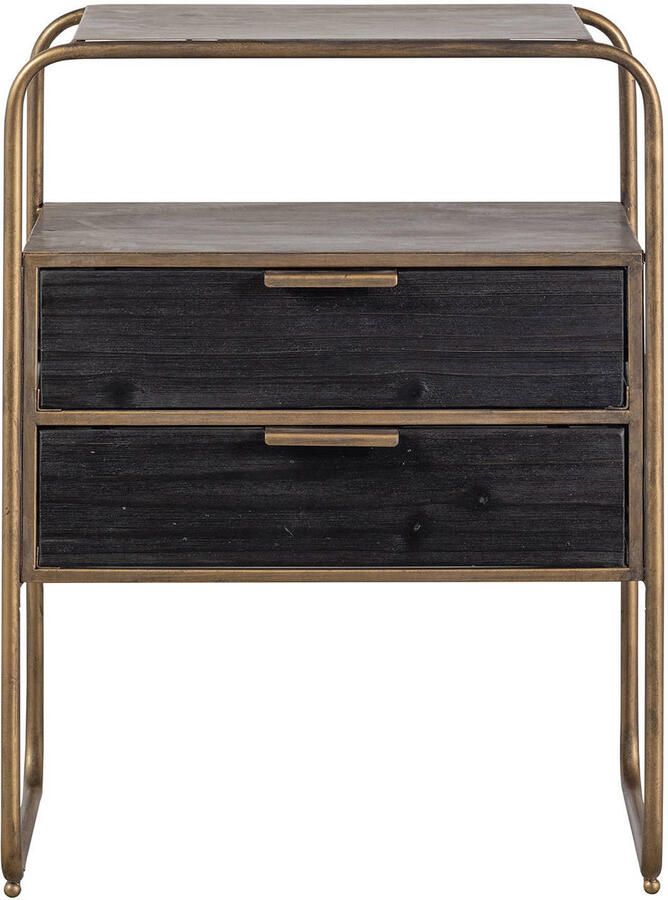 BePureHome | Polite Nachtkastje Metaal hout Antique Brass | Slaapkamerkasten | Nachtkastje - Foto 3