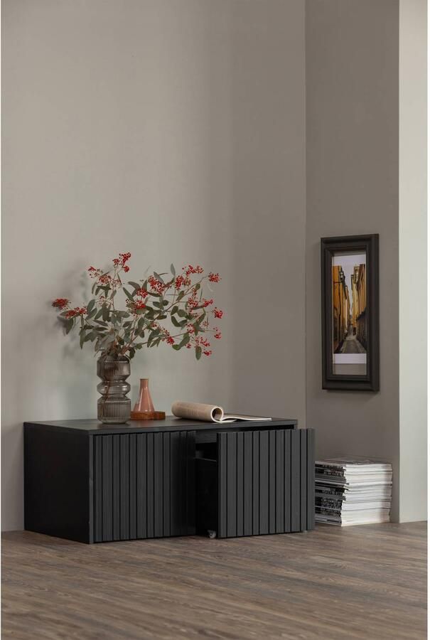 WOOOD Kistbank New Gravure bunkbank met grafische reliëfdeuren op wielen breedte 88 cm - Foto 6
