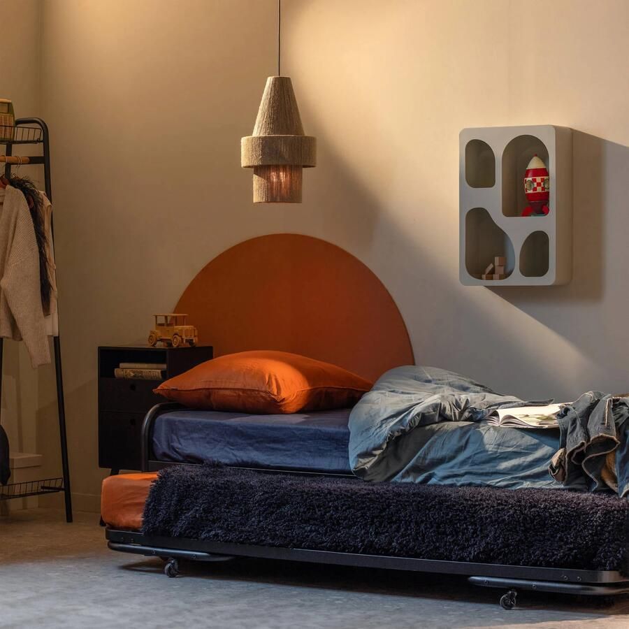 Lucy eenpersoons onderschuifbed metaal zwart 90x200cm