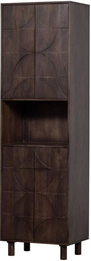 BePureHome | Draw 4-deurs Opbergkast Met Open Vak Mango Hout Walnoot | Woonkamer meubels | BergkastKast