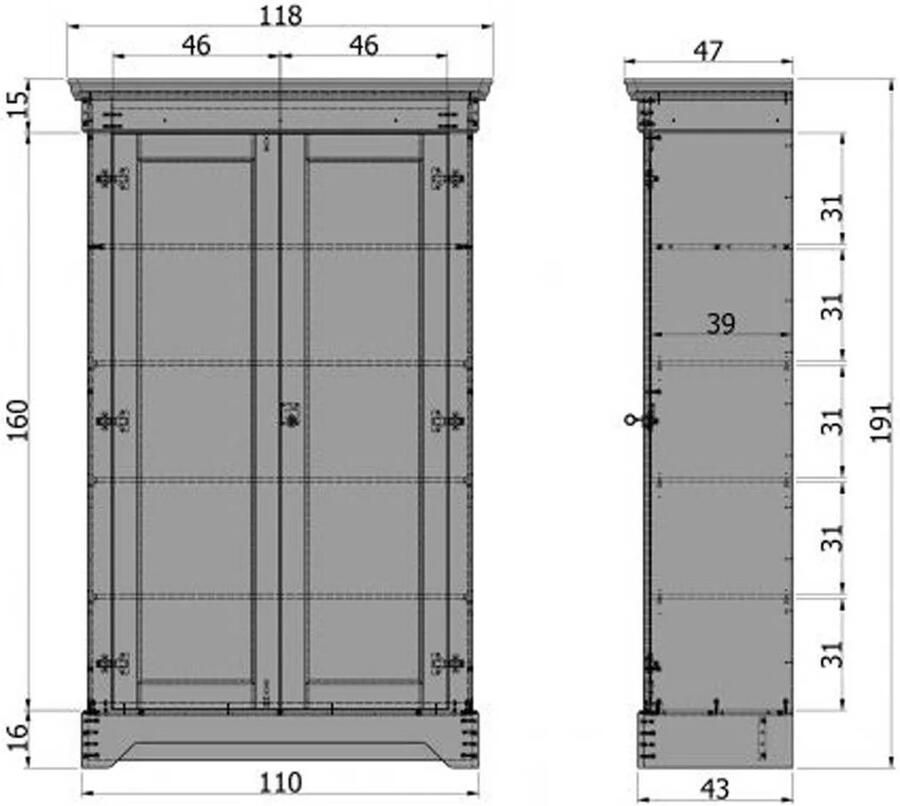 WOOOD | Isabel Brocante Kast Grenen Diep Zwart | Woonkamer meubels | BergkastKast - Foto 5