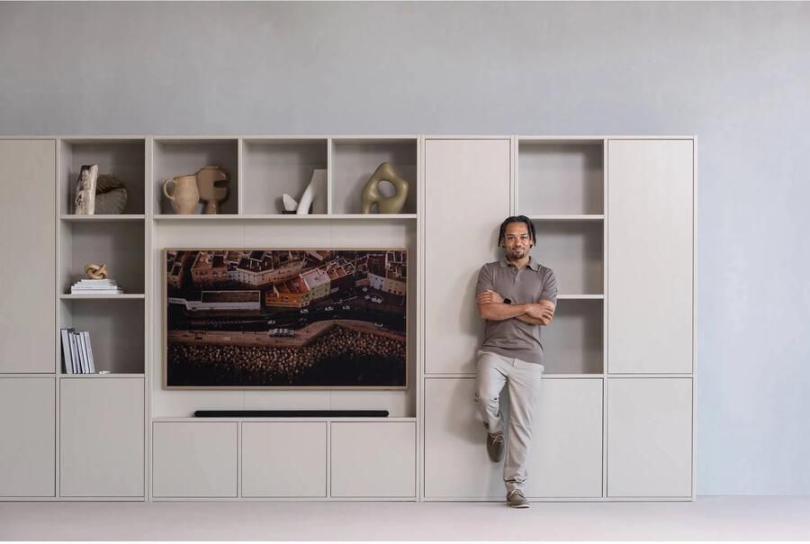 WOOOD | Meggy opbergkast links 108cm grenen dust | Woonkamer meubels | Bergkast | Kast