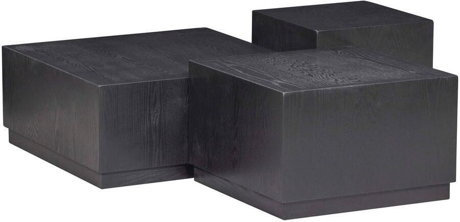 WOOOD Exclusive | Set 3 Pim Bijzettafels Hout Zwart | Woonkamertafels | BijzettafelsetSalontafelSalontafelset - Foto 3