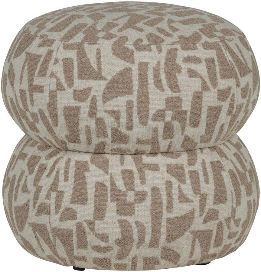 WOOOD | Anic poef met grafisch patroon zand | Woonaccessoires | Poef
