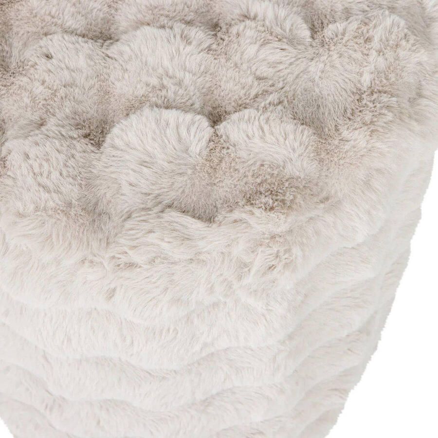 WOOOD | Olven poef hoog fluffy stof naturel | Woonaccessoires | Poef