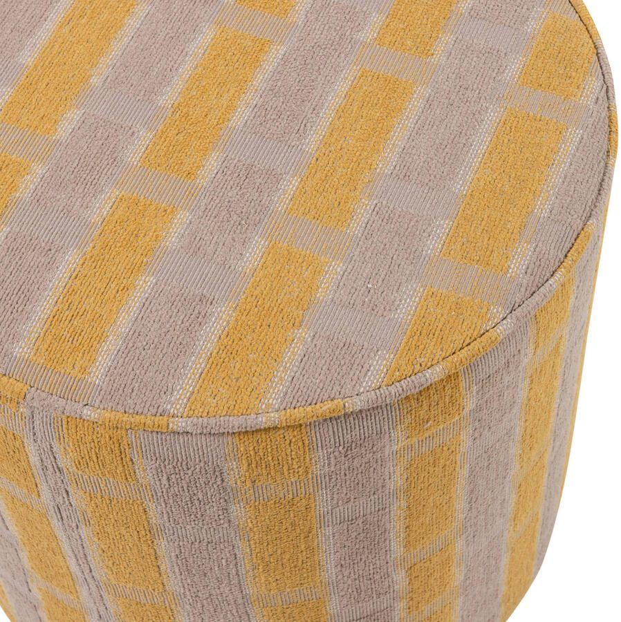 WOOOD Poef Sarli 46cm hoog Chenille Taupe Geel