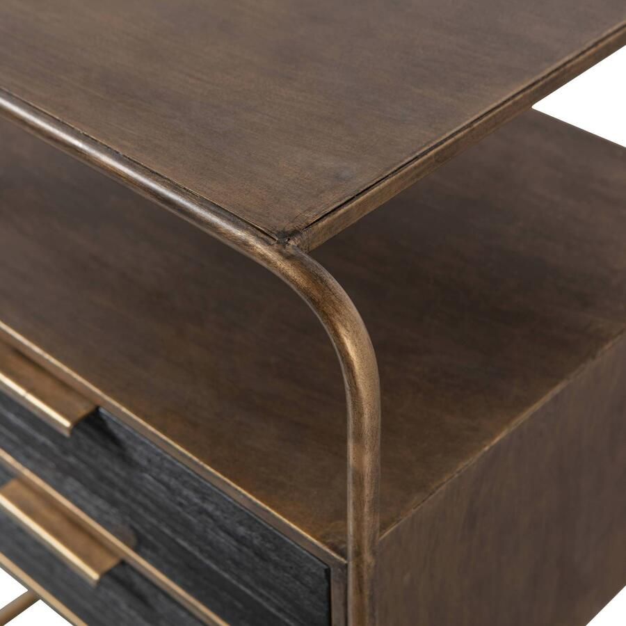BePureHome | Polite Nachtkastje Metaal hout Antique Brass | Slaapkamerkasten | Nachtkastje - Foto 4
