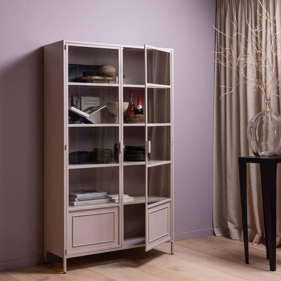 WOOOD Vitrinekast Ronja Halfglazen vitrine van gepoedercoat metaal H 189 cm x B 110 cm - Foto 7