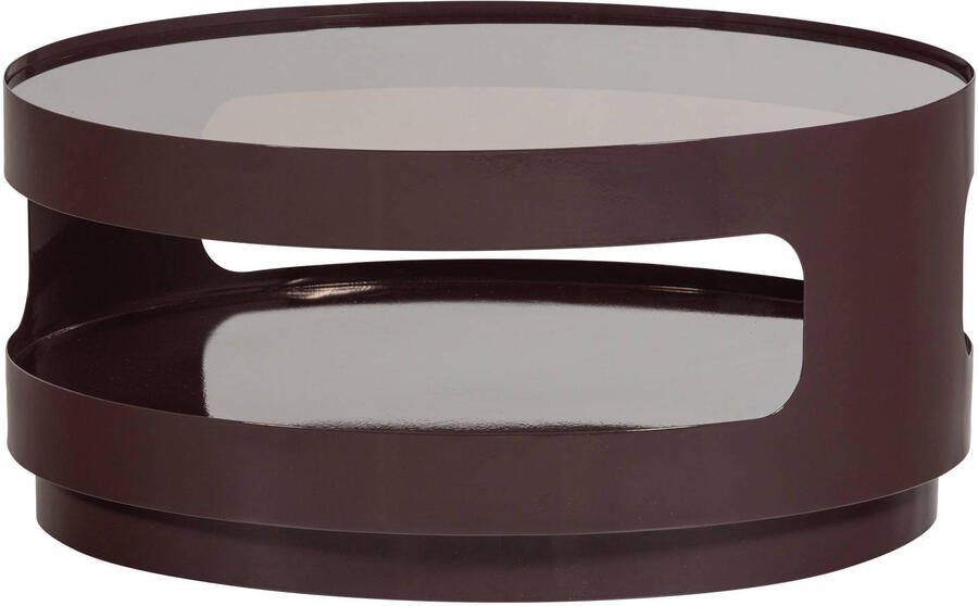 WOOOD Ronde Salontafel Sero 70cm met glasplaat Bruin