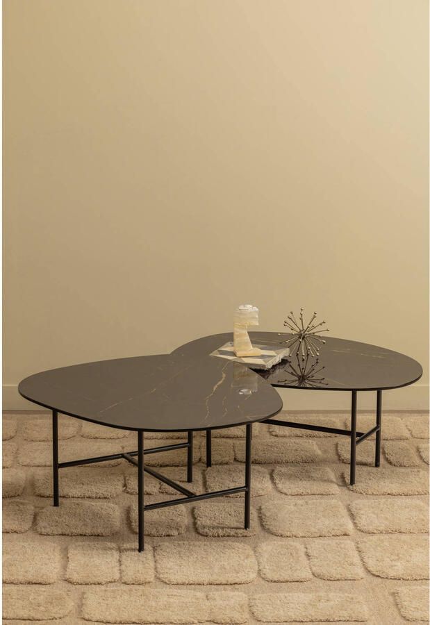 WOOOD | Vajen salontafel met zwart marmeren look blad 80x60cm | Woonkamertafels | Salontafel - Foto 6