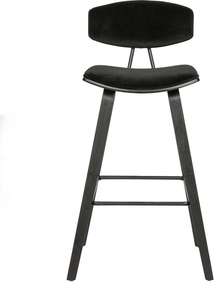 Woood Senne Barstoelen Fluweel Zwart Set van 2 - Foto 2