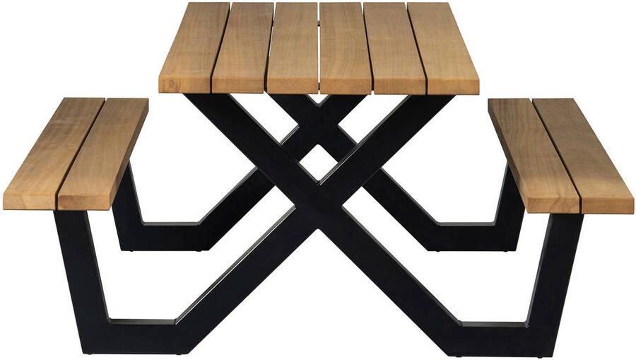 WOOOD | Tablo Outdoor Picknicktafel Naturel Met X-poot Metaal | Tuinmeubelen | Tuintafel - Foto 2