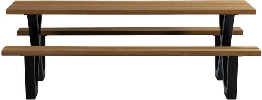 WOOOD | Tablo Outdoor Picknicktafel Naturel Met X-poot Metaal | Tuinmeubelen | Tuintafel
