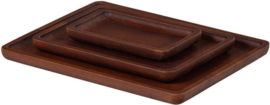 WOOOD Trayla dienblad mangohout bruin (set van 3)