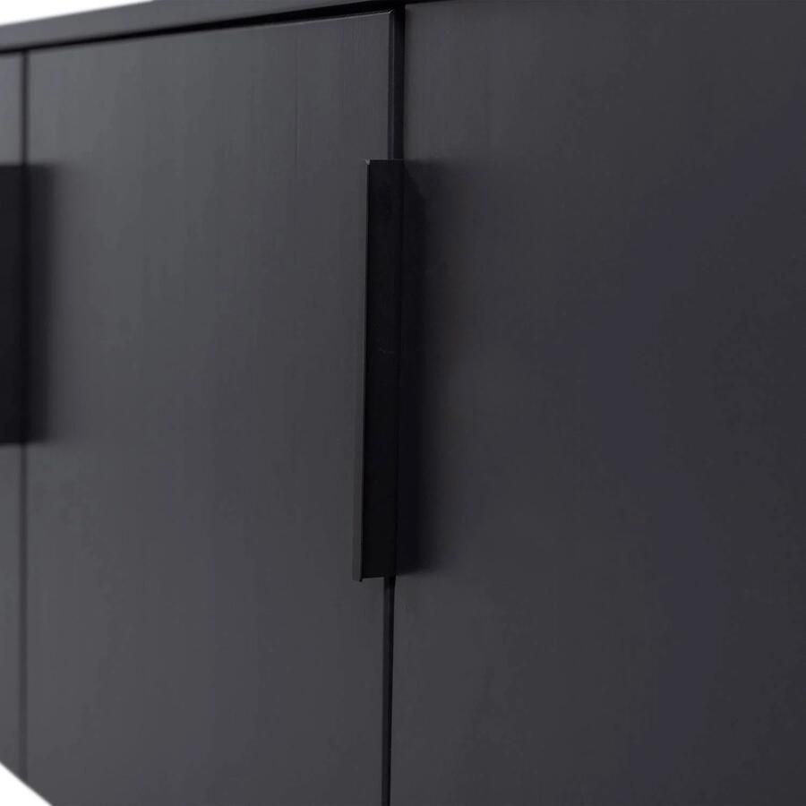 WOOOD | Gunnar tv meubel 154cm grenen matzwart | Woonkamer meubels | Tv-dressoir | Tv-meubel