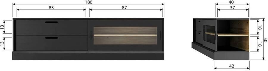 WOOOD Tv-meubel James TV-dressoir Commode glazen deur H 50 cm x B 180 cm x D 40 cm - Foto 7