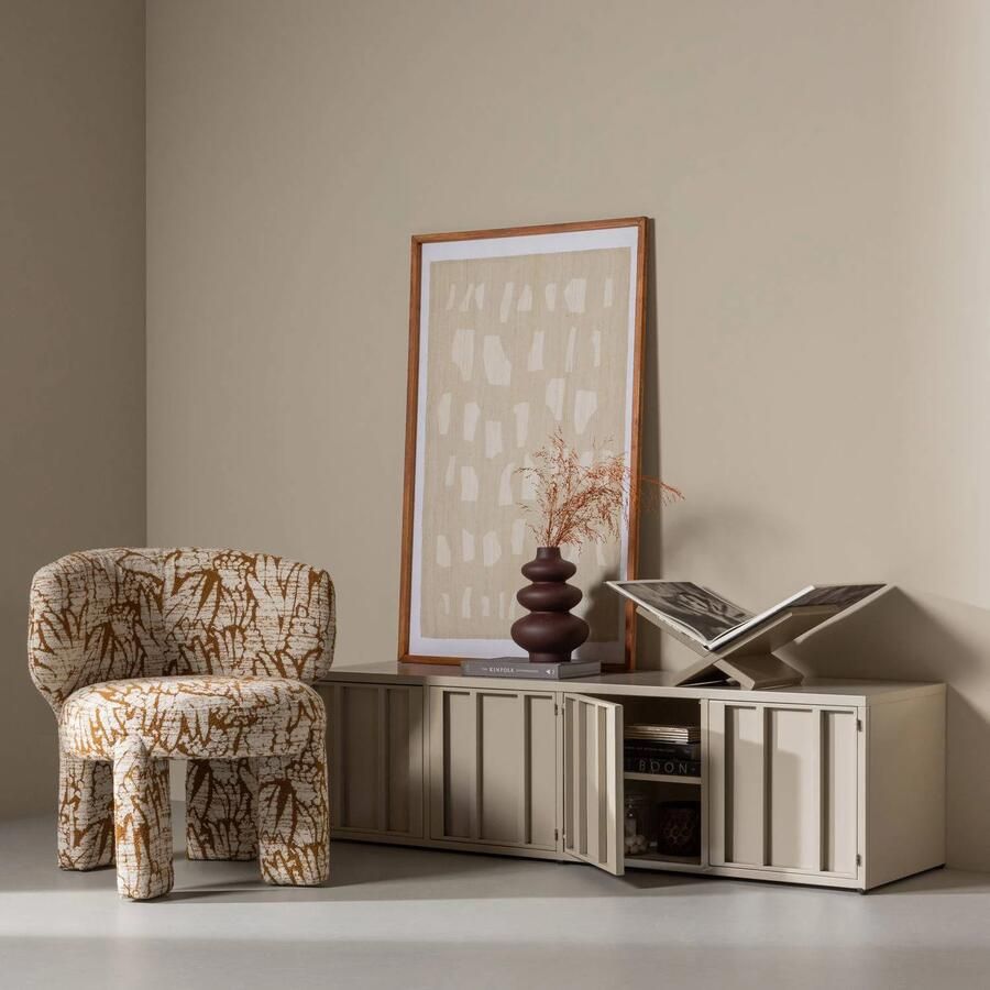 WOOOD | Level tv-meubel metaal honinggeel 44x160cm | Woonkamer meubels | Tv-dressoir | Tv-meubel - Foto 2