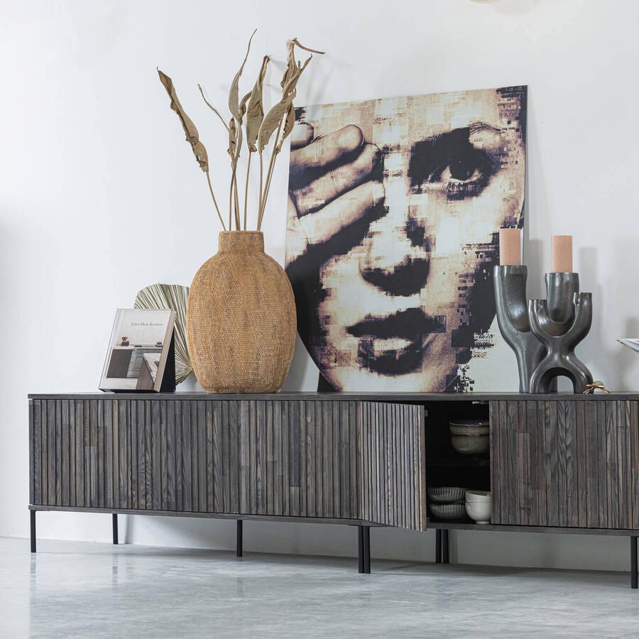 WOOOD Dressoir New Gravure TV-commode breedte 100 cm of 150 cm Commode hoogte 56 cm met grafische reliëfdeuren veel opbergruimte - Foto 11