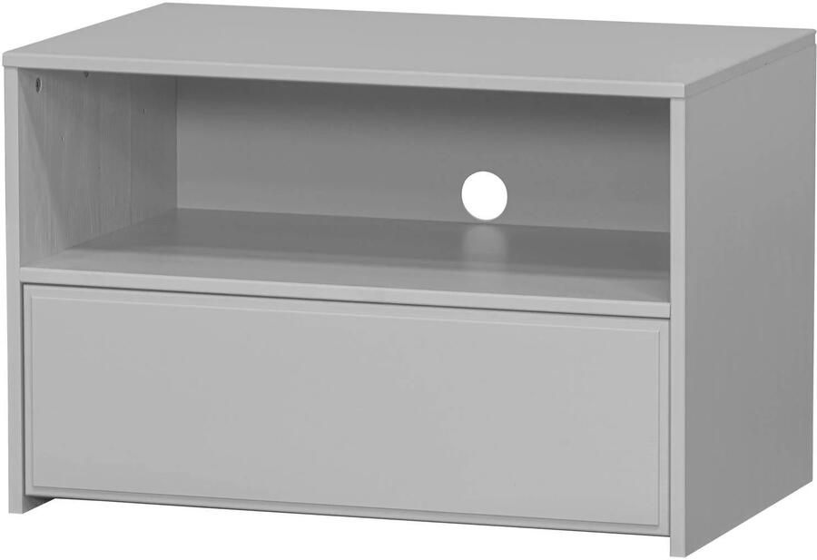 WOOOD | Yissa tv meubel met lade open vak grenen wolkengrijs | Woonkamer meubels | Tv-dressoir | Tv-meubel