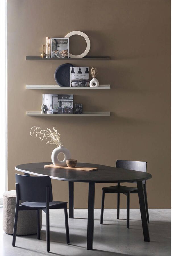 WOOOD Exclusive | Lange Jan Uitschuifbare Eettafel Rond Eiken Blacknight | Eettafels | Uitschuiftafel - Foto 4