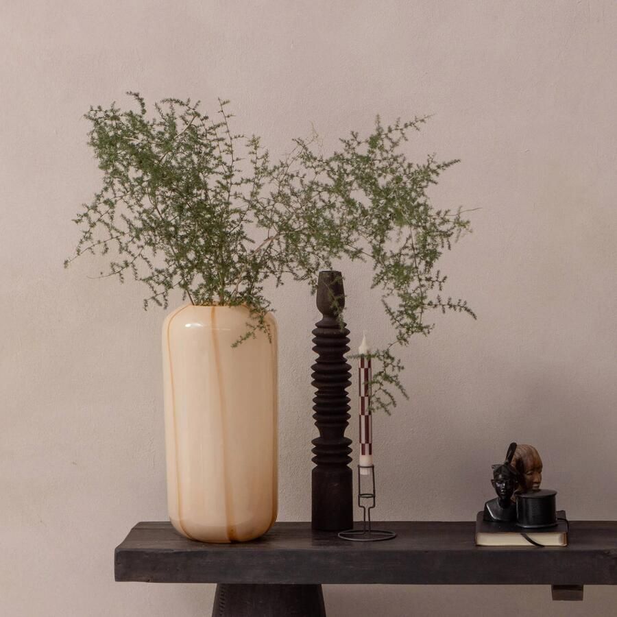 WOOOD | Arles vaas glas met streep naturel | Woonaccessoires | Vaas