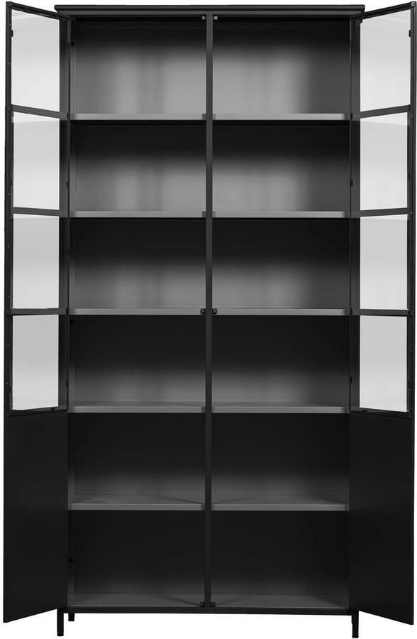 WOOOD | Exhibit xl 2-deurs vitrinekast metaal zwart | Woonkamer meubels | Kast | Vitrinekast