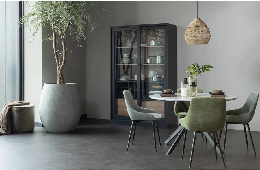 WOOOD Exclusive James vitrinekast 200x125x47 cm grenen zwart notenhout print - Foto 8