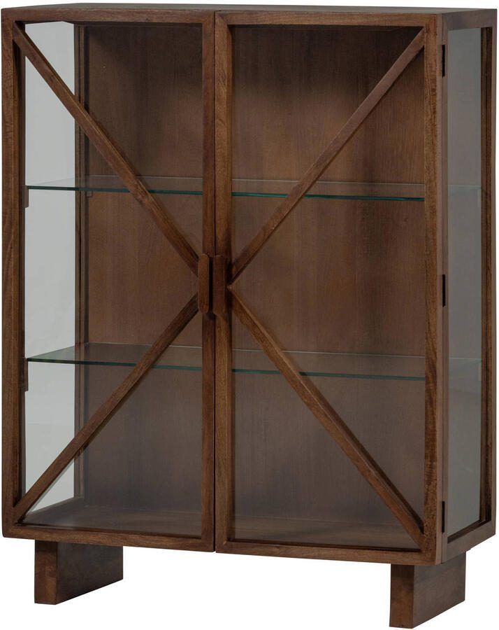 WOOOD | Kella 2-deurs kast mango hout bruin | Woonkamer meubels | Kast | Vitrinekast