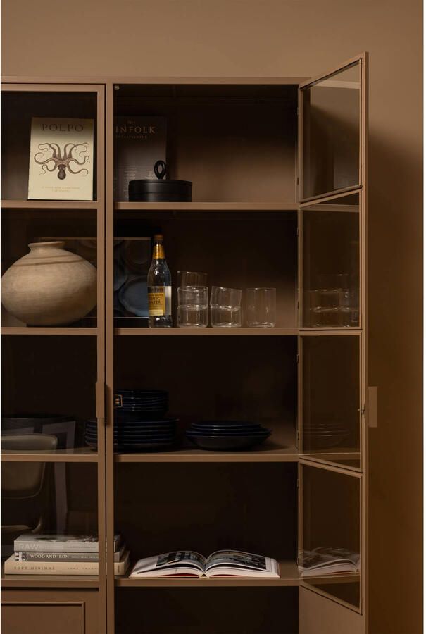 WOOOD | Ronja vitrinekast xl metaal military brown | Woonkamer meubels | KastVitrinekast - Foto 6
