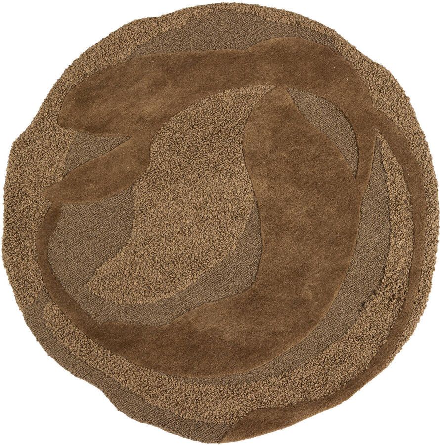 WOOOD Orvi Vloerkleed Wol Polyester Bruin Ø160 cm