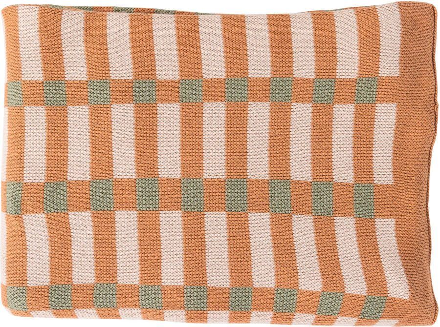 WOOOD Vola plaid groen oranje (1x170x130 cm)
