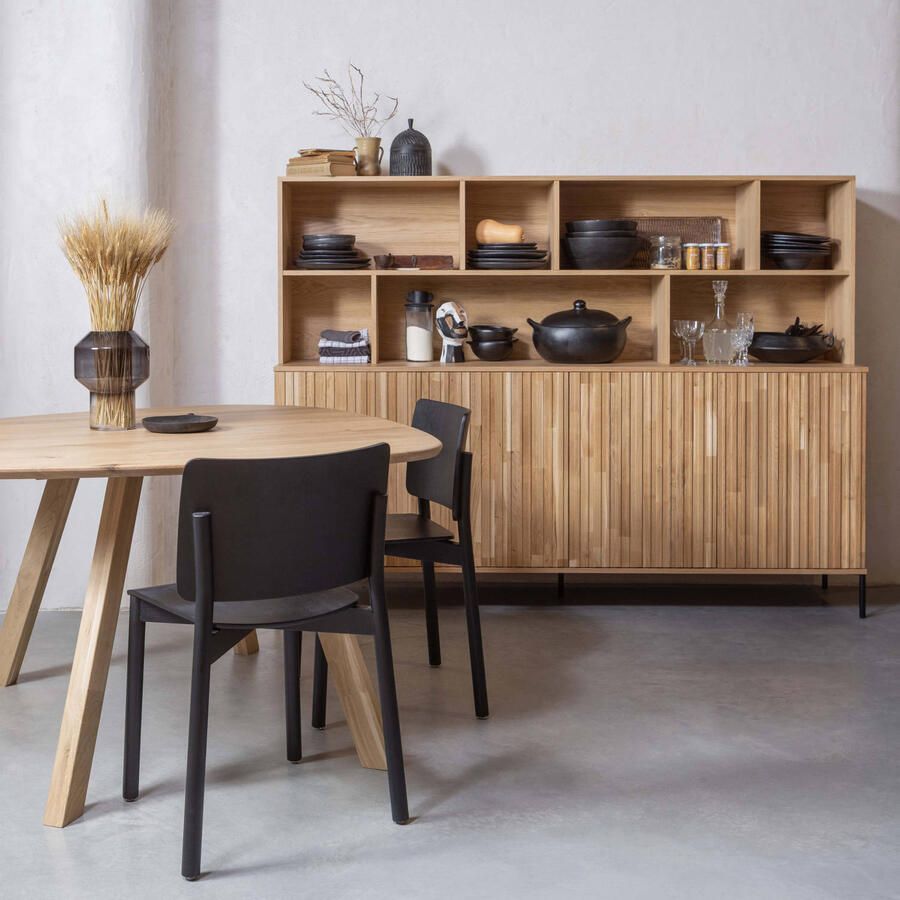 WOOOD Exclusive | New Gravure Wandkast Eiken Blanke Lak | Woonkamer meubels | BergkastBuffetkastKast - Foto 10