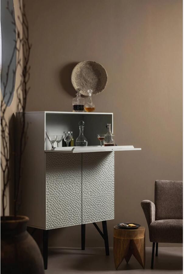 WOOOD Opbergkast Carved Mangohout 146 x 90cm Grijs BePureHome - Foto 6