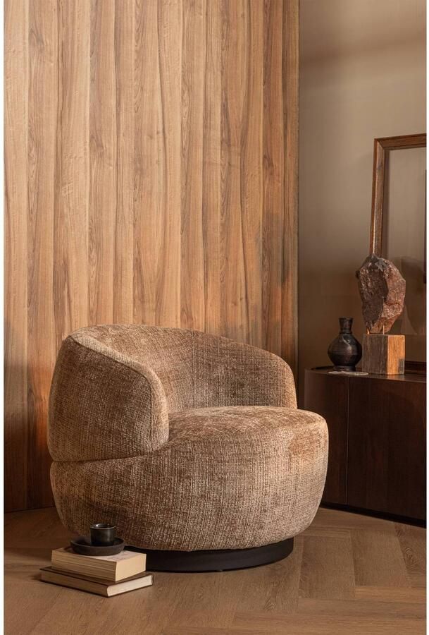 BePureHome | Woolly draaifauteuil chenille zand | Zitmeubels woonkamer | Draaifauteuil - Foto 2