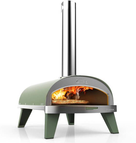 ZiiPa Pizza Oven Piana Houtgestookt met Thermometer Eucalyptus voor ø 30 cm pizza's Roterende pizzasteen