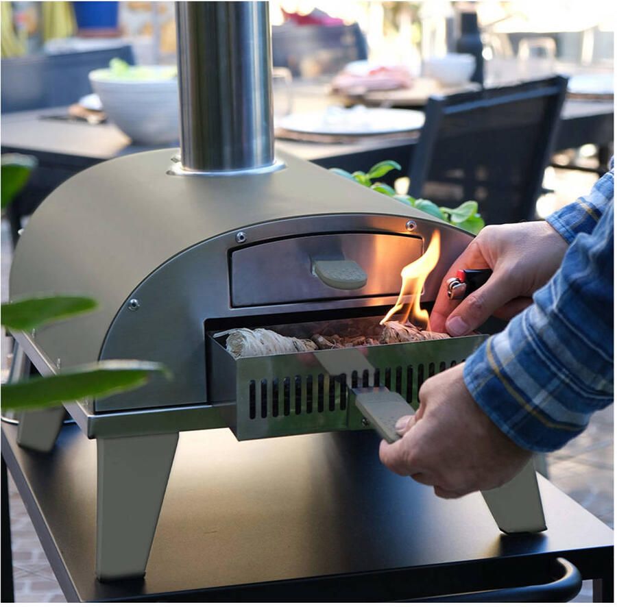 ZiiPa Pizza Oven Piana Houtgestookt met Thermometer Eucalyptus voor ø 30 cm pizza's Roterende pizzasteen - Foto 5