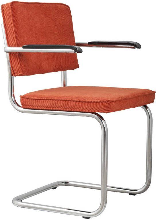 Zuiver Ridge Rib Eetkamerstoelen met armleuning Oranje Set van 2 - Foto 2