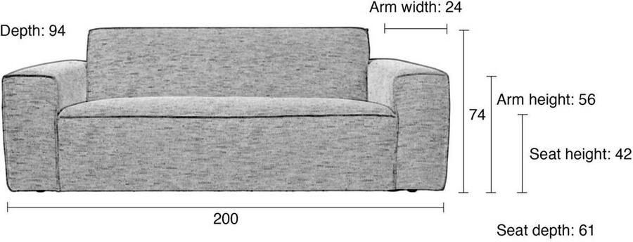 Zuiver | Bor 3-zitsbank Latte | Zitmeubels woonkamer | 3-zitsbank - Foto 3