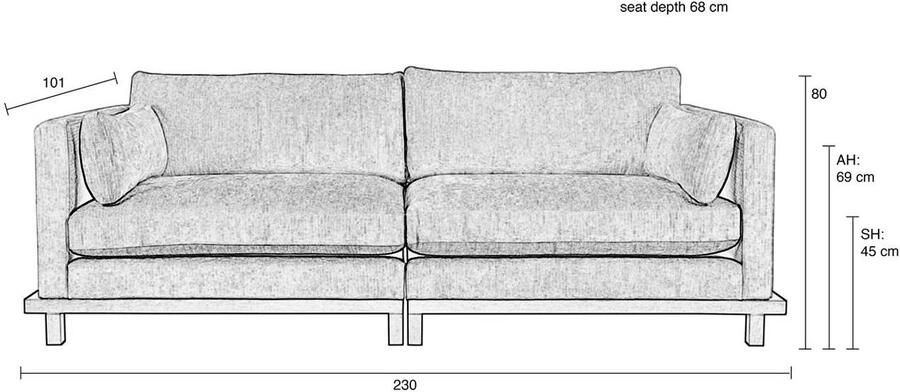 Zuiver | Blossom 3-zitsbank Sand | Zitmeubels woonkamer | 3-zitsbank