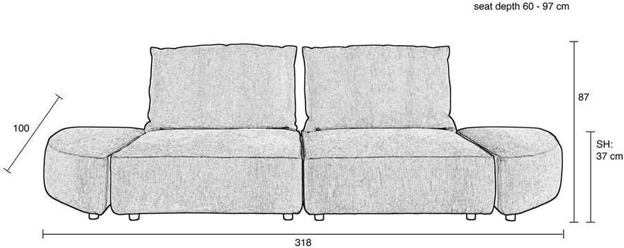 Zuiver Hunter 3-zitsbank Moss - Foto 4