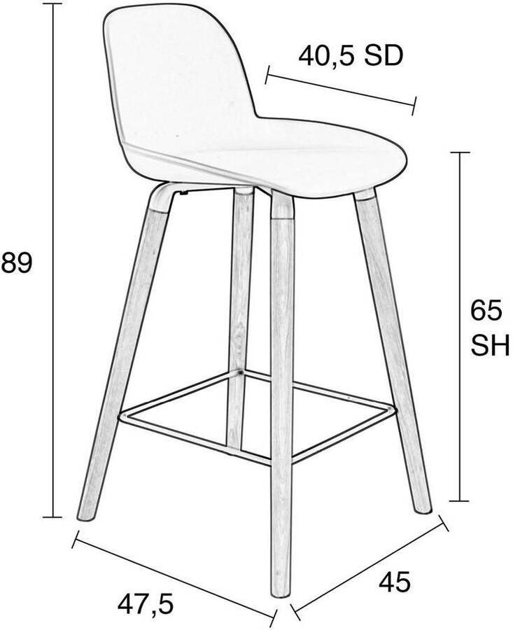 Zuiver Albert Kuip Barkruk 65 cm Donkergrijs Set van 2 - Foto 3