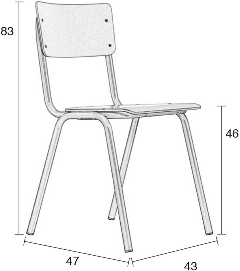 Zuiver Back To School Eetkamerstoel Matte Olijf Groen Set van 4