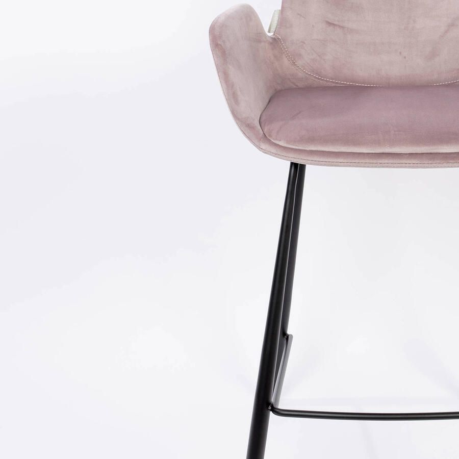 Zuiver Brit Velvet Barkruk Roze Set van 2