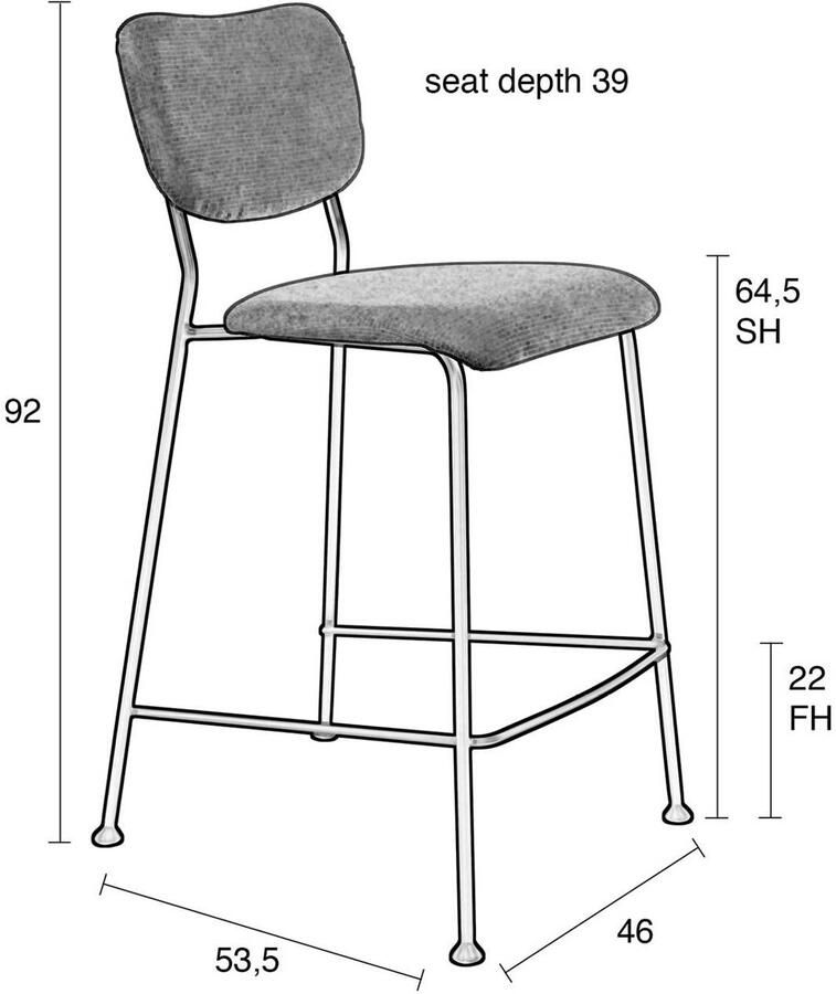 Zuiver Benson Barkruk 65 cm Okergeel Set Van 2