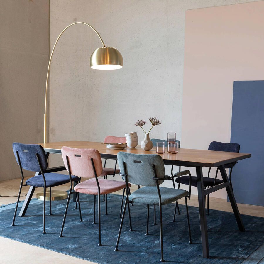 Zuiver Benson Eetkamerstoelen Grijs|Blauw Set van 2