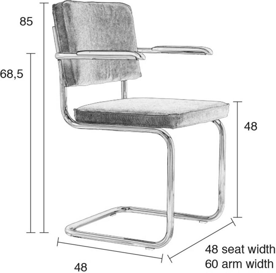Zuiver Ridge Rib Eetkamerstoelen met armleuning Oranje Set van 2 - Foto 4