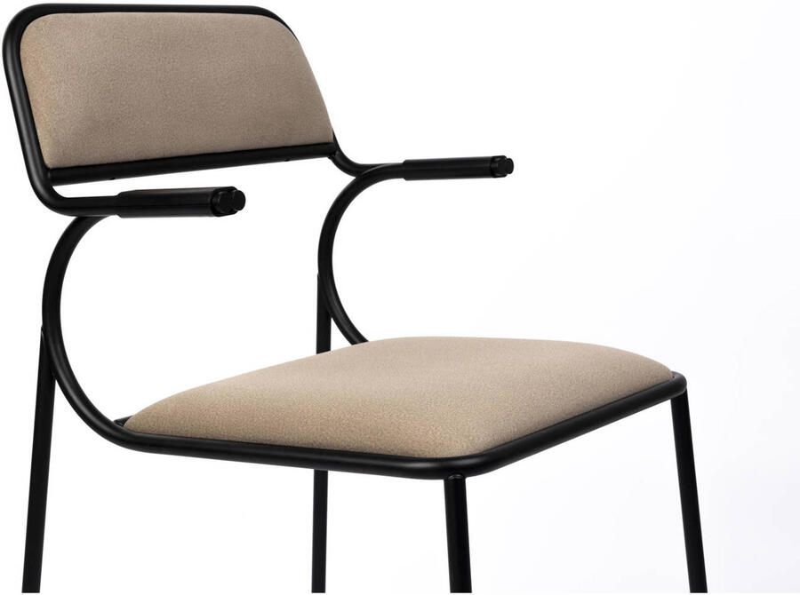 Zuiver Alba Eetkamerstoelen met armleuning Zwart|Beige Set van 2 - Foto 3